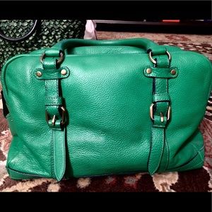 EUC Genuine leather Anthropologie kelly green bag
